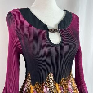 NICOLA Pink and Black Tunic with Mixed Plaid and Animal Print Accent Size M